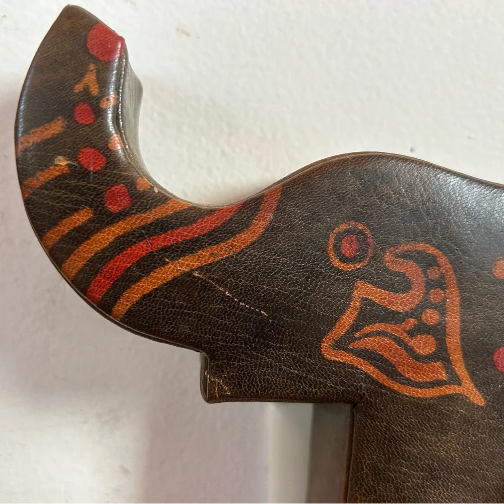 Vintage Y2K Leather Elephant Coin Bank